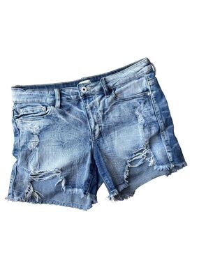 Sneak Peek Light Blue Distressed Denim Shorts
